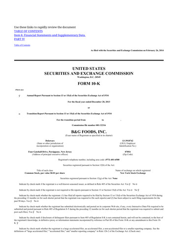 Thumbnail B&G Foods

 10-K Annual Report 2013