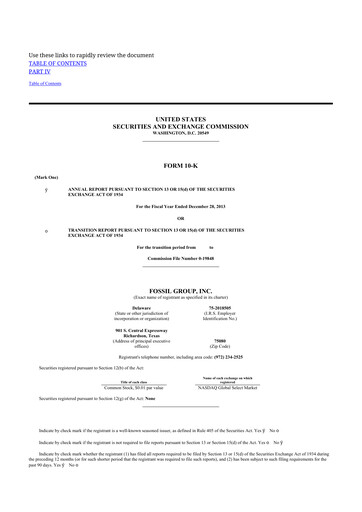 Vorschaubild Fossil Group 10-K Jahresbericht 2013