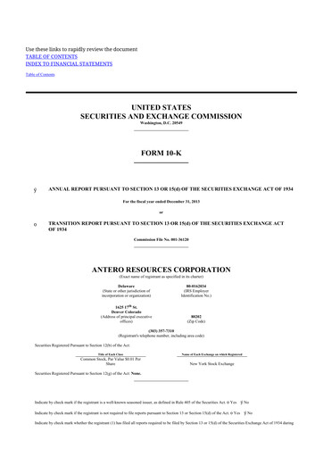 Thumbnail Antero Resources
 10-K Annual Report 2013