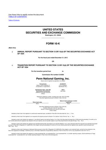 Thumbnail PENN Entertainment
 10-K Annual Report 2013