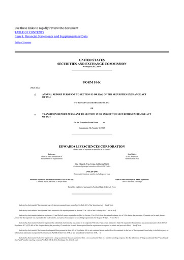 Thumbnail Edwards Lifesciences 10-K Annual Report 2013