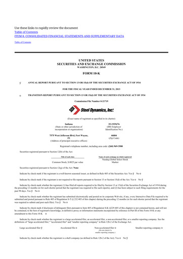 Thumbnail Steel Dynamics
 10-K Annual Report 2013