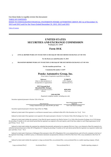 Thumbnail Penske Automotive Group 10-K Annual Report 2013