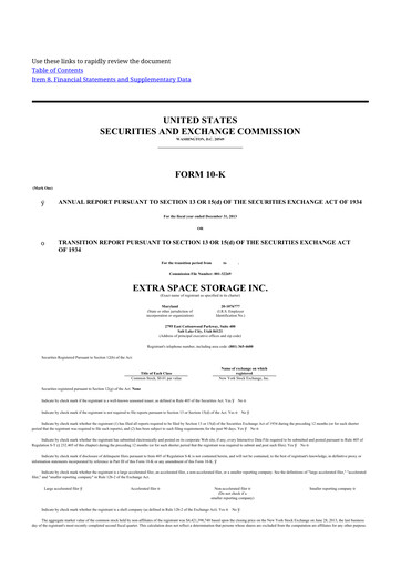 Thumbnail Extra Space Storage
 10-K Annual Report 2013