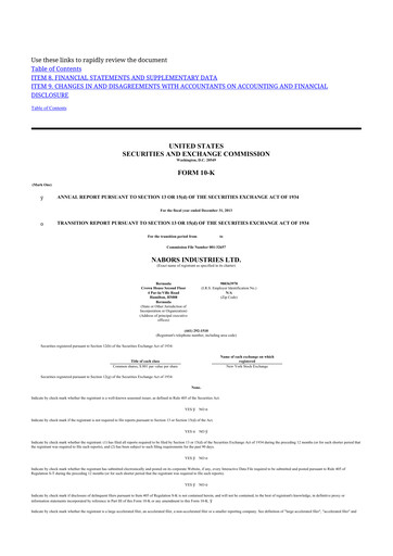 Miniature Nabors Industries
 10-K Rapport annuel 2013