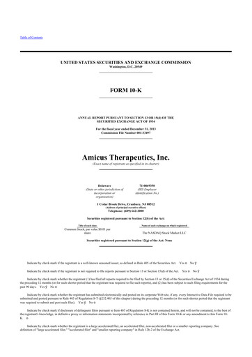 Thumbnail Amicus Therapeutics
 10-K Annual Report 2013