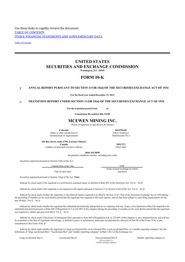 Thumbnail McEwen Mining 10-K Annual Report 2013