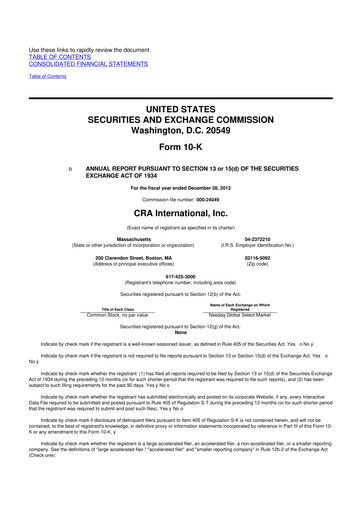 Vorschaubild CRA International
 10-K Jahresbericht 