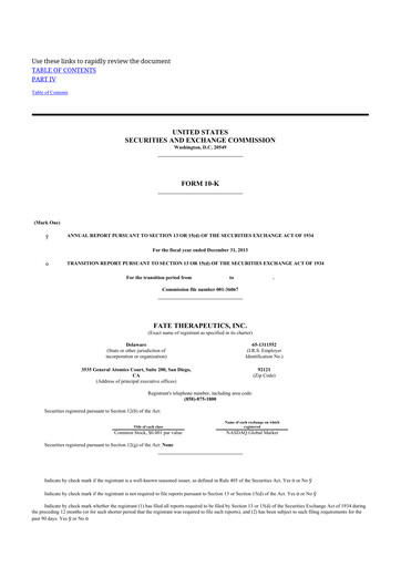 Thumbnail Fate Therapeutics
 10-K Annual Report 2013