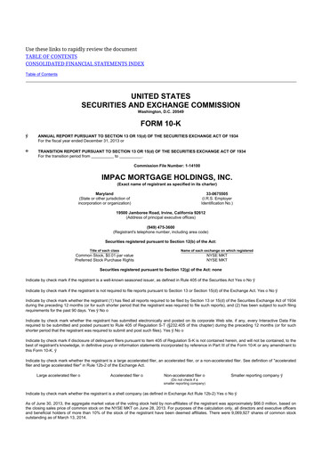 Thumbnail Impac Mortgage Holdings 10-K Annual Report 2013