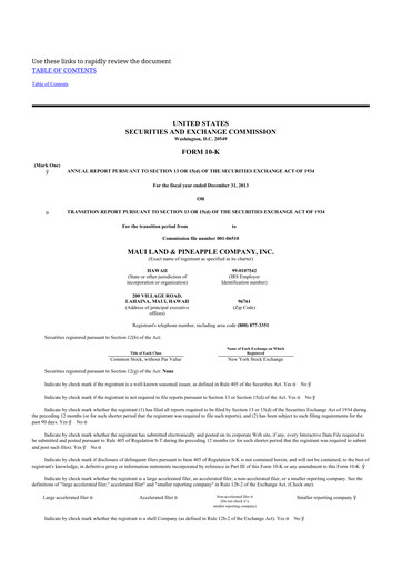 Miniature Maui Land & Pineapple Company 10-K Rapport annuel 2013