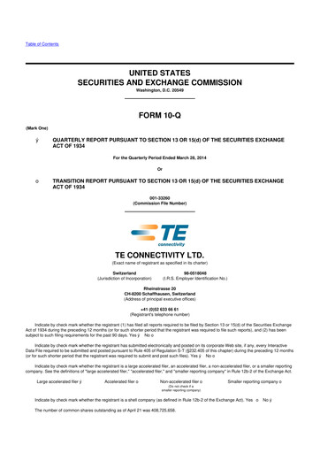 Thumbnail TE Connectivity
 10-Q Quarterly Report FY2014 