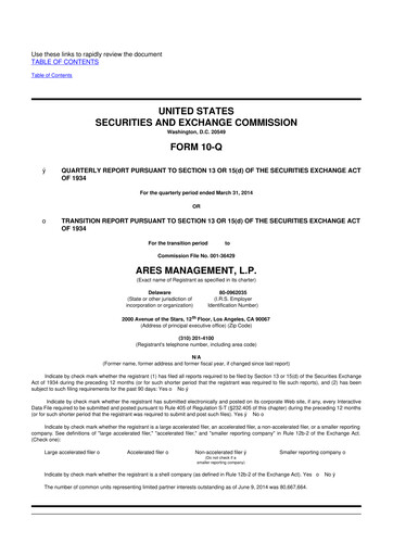 Vorschaubild Ares Management
 10-Q Quartalsbericht 2014 