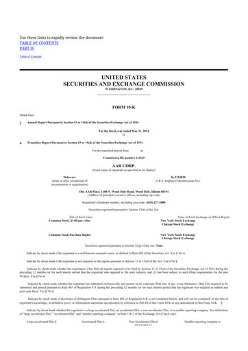 Thumbnail AAR 10-K Annual Report 2014