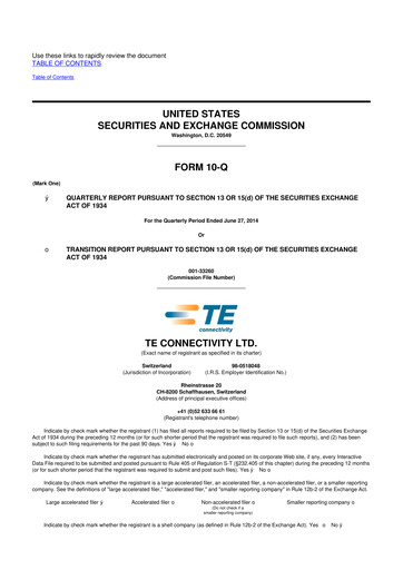 Thumbnail TE Connectivity
 10-Q Quarterly Report FY2014 