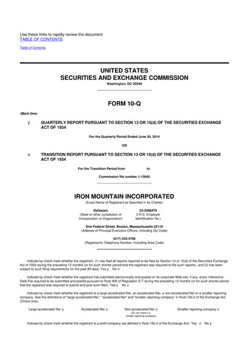 Thumbnail Iron Mountain 10-Q Quarterly Report FY2014 