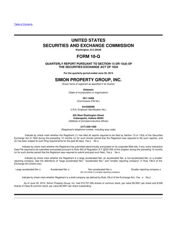 Thumbnail Simon Property Group 10-Q Quarterly Report FY 