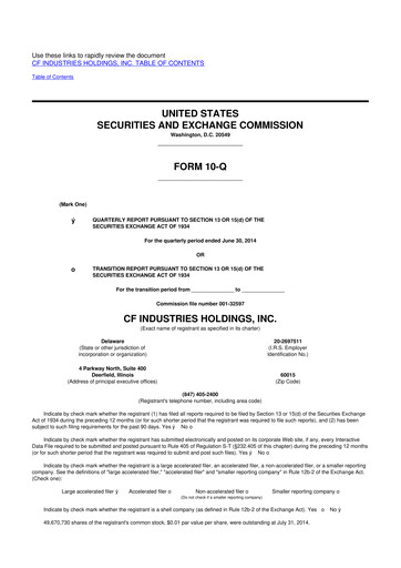 Miniature CF Industries
 10-Q Rapport trimestriel 2014 