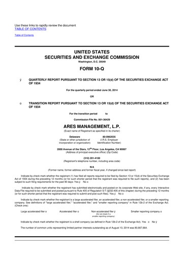 Vorschaubild Ares Management
 10-Q Quartalsbericht 2014 