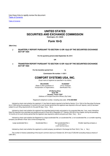 Thumbnail Comfort Systems USA 10-Q Quarterly Report FY2014 