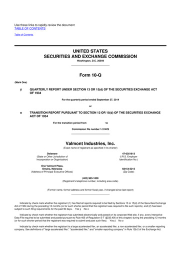 Thumbnail Valmont Industries
 10-Q Quarterly Report FY2014 