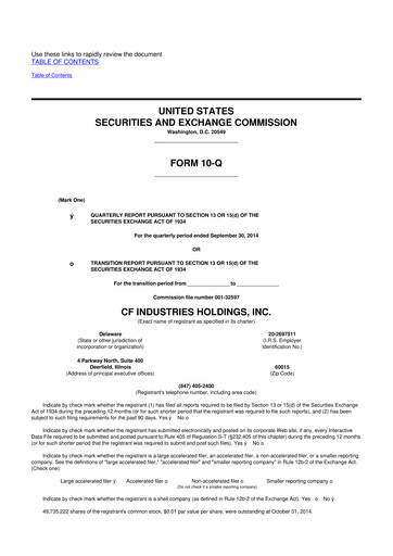 Miniature CF Industries
 10-Q Rapport trimestriel 2014 