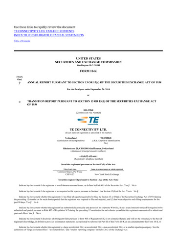 Thumbnail TE Connectivity
 10-K Annual Report 2014