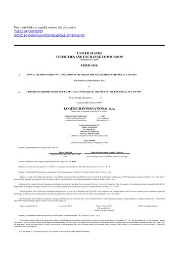 Thumbnail Logitech 10-K Annual Report 2014