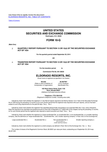 Thumbnail Caesars Entertainment
 10-Q Quarterly Report FY2014 