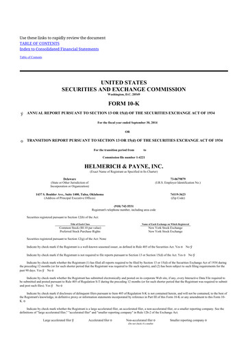 Thumbnail Helmerich & Payne

 10-K Annual Report 2014