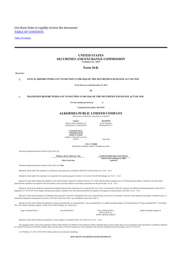 Thumbnail Alkermes 10-K Annual Report 2014