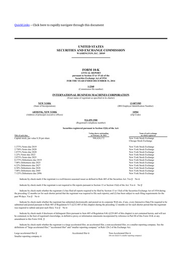 Thumbnail IBM 10-K Annual Report 2014