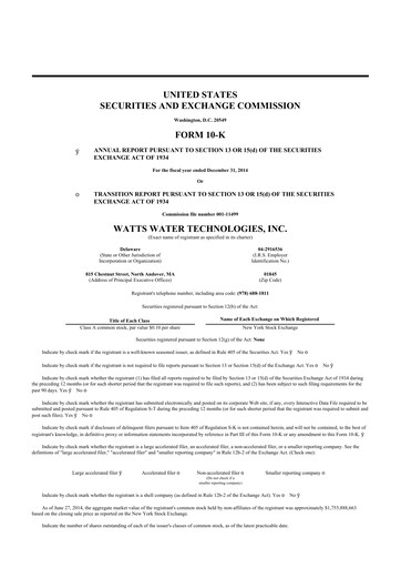 Thumbnail Watts Water Technologies
 10-K Annual Report 2014