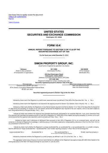 Thumbnail Simon Property Group 10-K Annual Report 