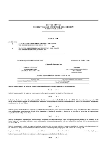 Thumbnail Abbott Laboratories 10-K Annual Report 2014