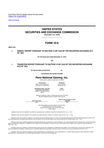 Thumbnail PENN Entertainment
 10-K Annual Report 2014