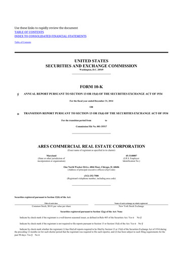 Thumbnail Ares Commercial Real Estate 10-K Annual Report 2014