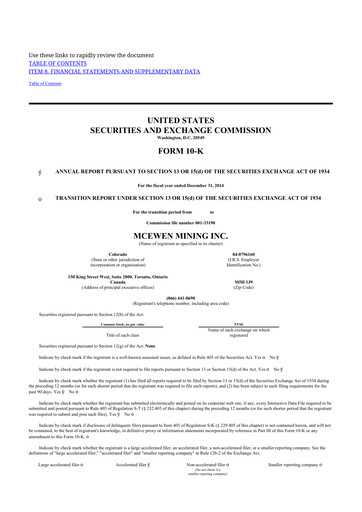 Thumbnail McEwen Mining 10-K Annual Report 2014