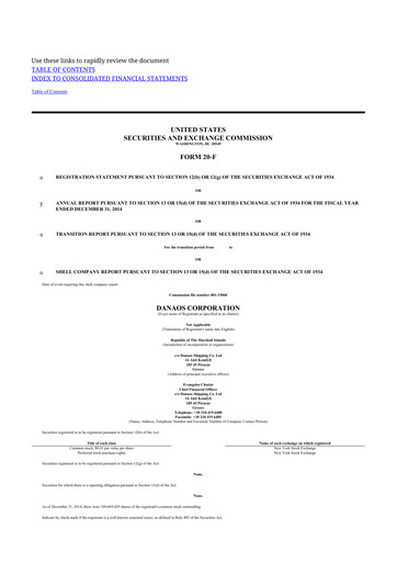 Thumbnail Danaos 20-F Annual Report 2014