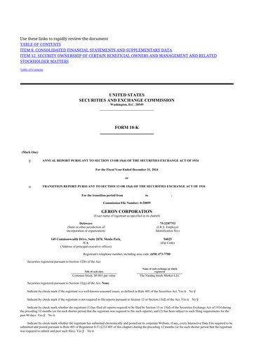 Thumbnail Geron 10-K Annual Report 2014