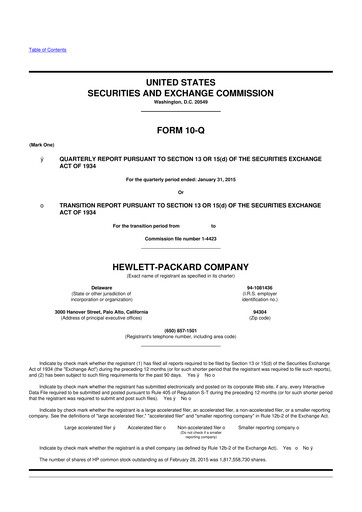 Miniature HP 10-Q Rapport trimestriel 2015 
