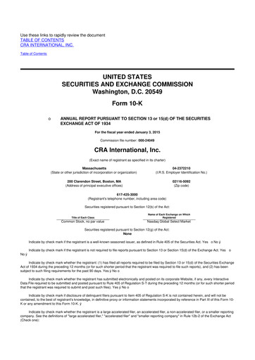 Vorschaubild CRA International
 10-K Jahresbericht 