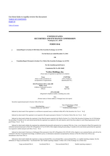 Thumbnail Veritex Holdings
 10-K Annual Report 2014