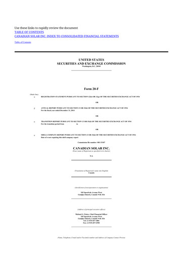 Thumbnail Canadian Solar
 20-F Annual Report 2014