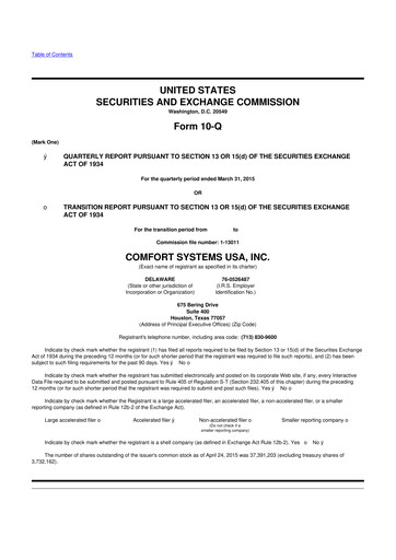 Thumbnail Comfort Systems USA 10-Q Quarterly Report FY2015 