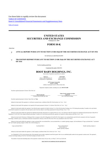 Thumbnail Boot Barn Holdings
 10-K Annual Report 2015