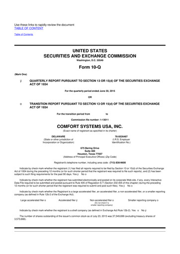 Thumbnail Comfort Systems USA 10-Q Quarterly Report FY2015 