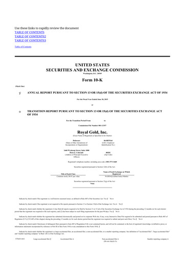 Thumbnail Royal Gold
 10-K Annual Report 2015