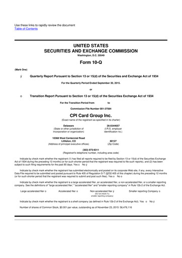 Thumbnail CPI Card Group 10-Q Quarterly Report FY 