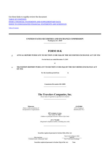 Thumbnail The Travelers Companies 10-K Annual Report 2015